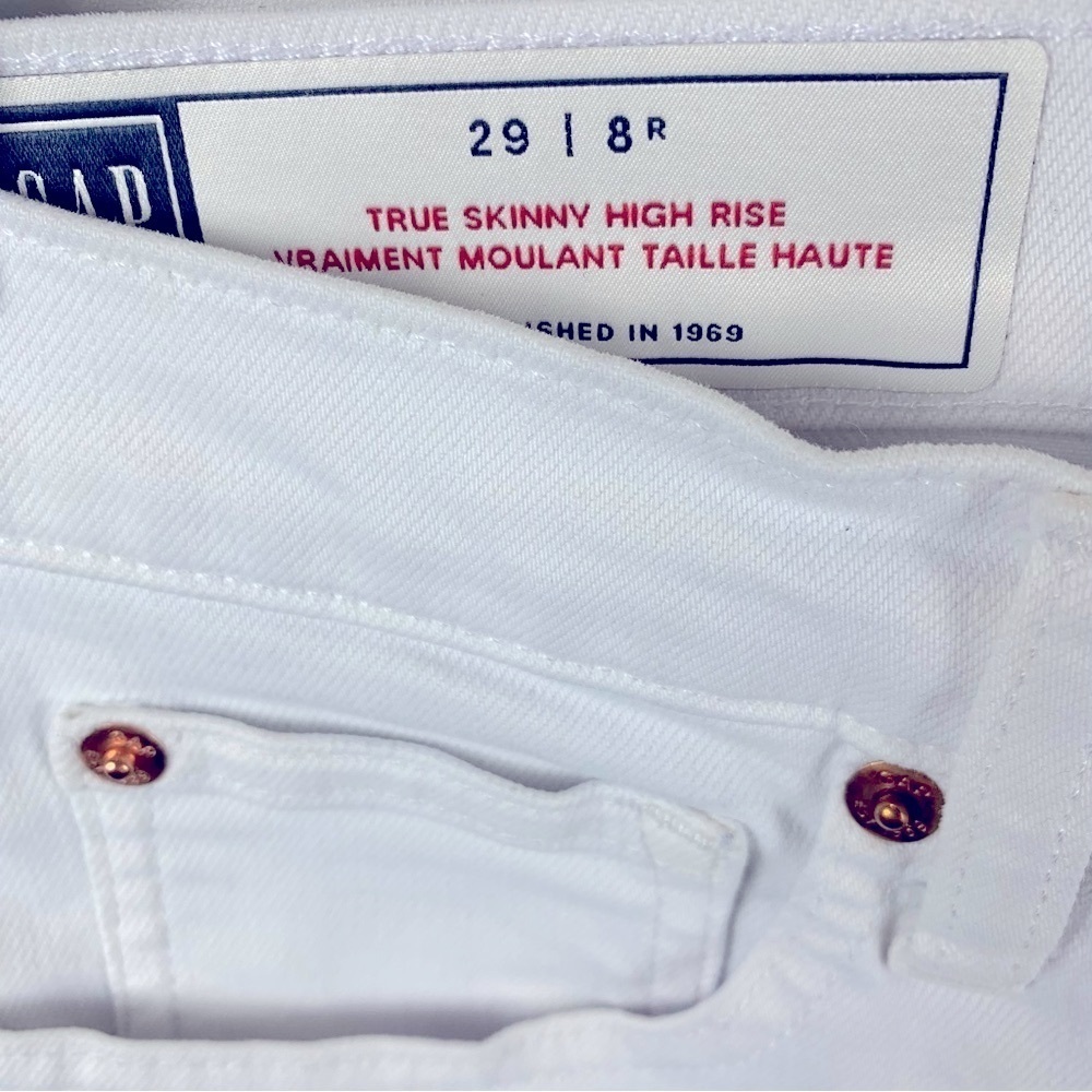 GAP High Rise White True Skinny Women's 8/29R Stretch Denim Jeans Summer Spring - Picture 5 of 8